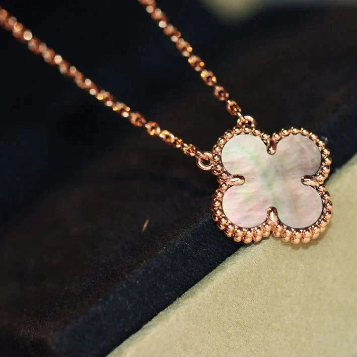 [Pearl Jewelrys]CLOVER 15MM  GRAY MOTHER OF PEARL NECKLACE