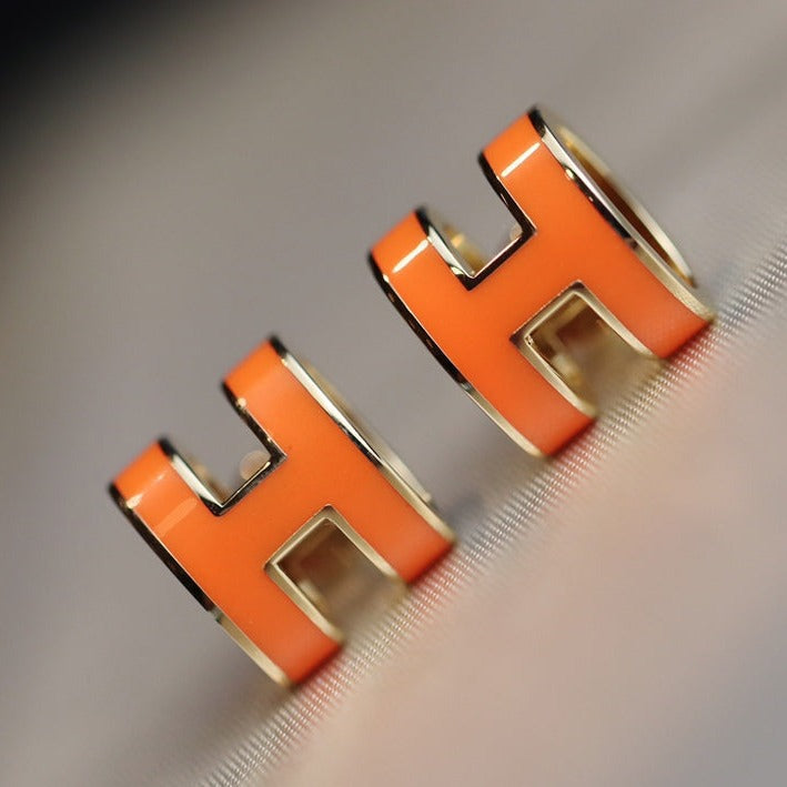 [Pearl Jewelrys]MINI POP H EARRINGS ORANGE