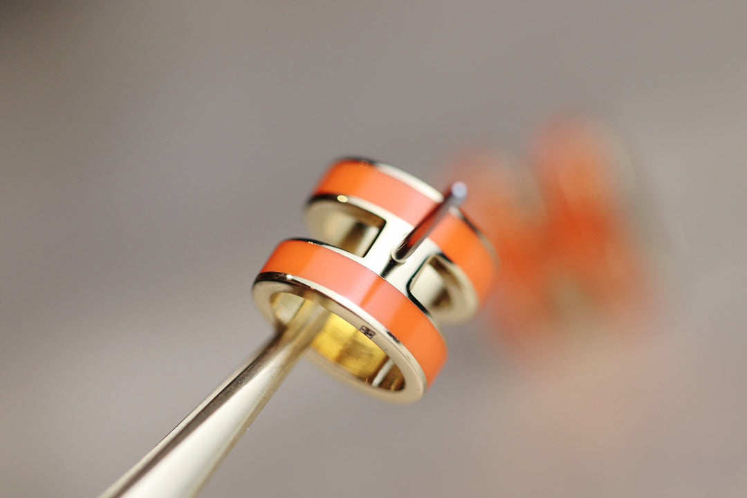 [Pearl Jewelrys]MINI POP H EARRINGS ORANGE