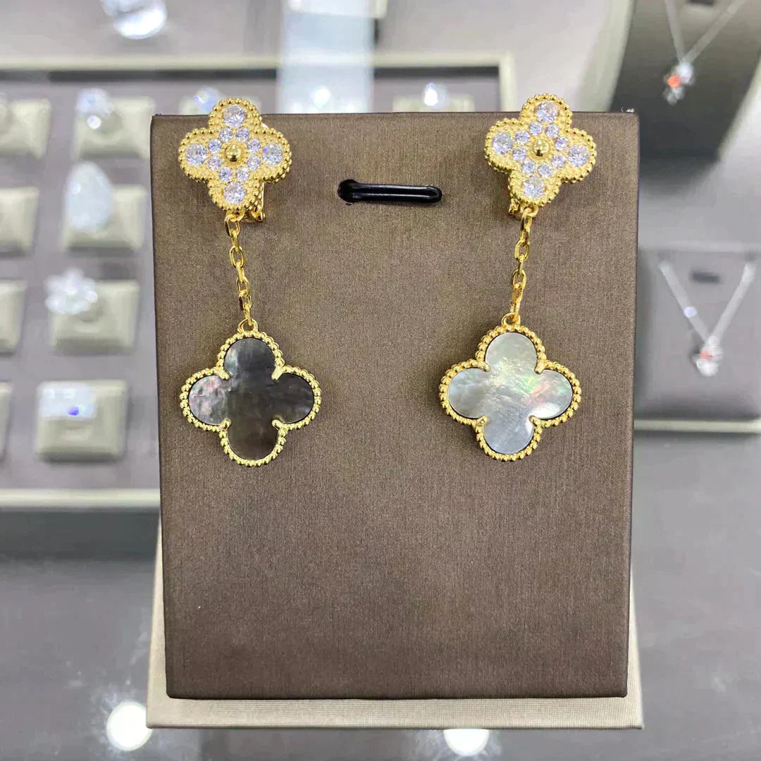 [Pearl Jewelrys]CLOVER  2 MOTIFS  DIAMOND  EARRINGS (MULTIPLE CHOICESç´