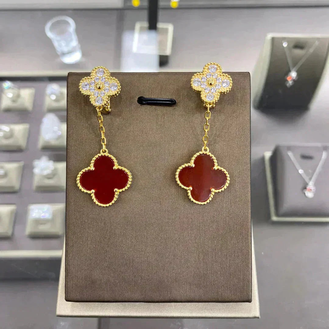 [Pearl Jewelrys]CLOVER  2 MOTIFS  DIAMOND  EARRINGS (MULTIPLE CHOICESç´