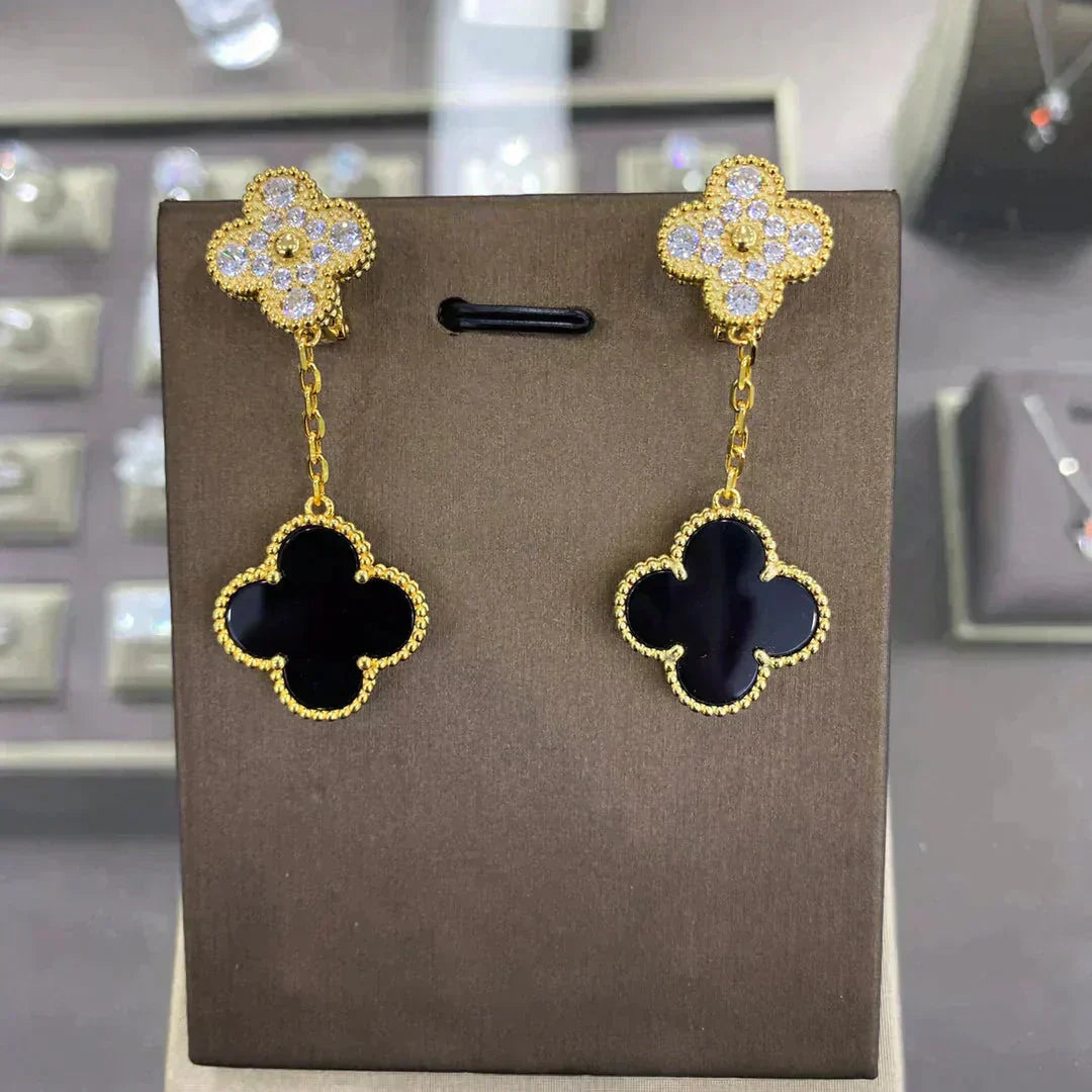 [Pearl Jewelrys]CLOVER  2 MOTIFS  DIAMOND  EARRINGS (MULTIPLE CHOICESç´