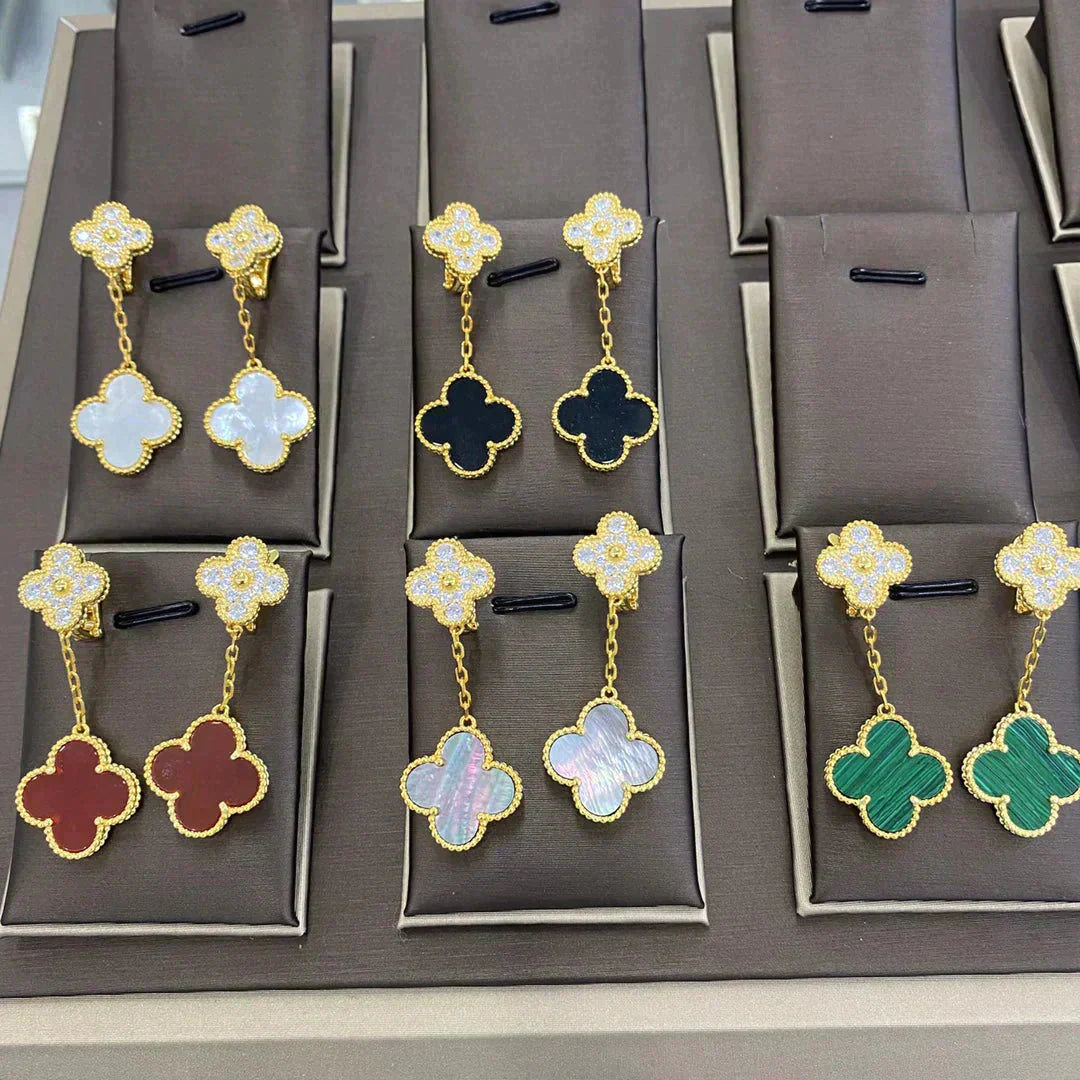 [Pearl Jewelrys]CLOVER  2 MOTIFS  DIAMOND  EARRINGS (MULTIPLE CHOICESç´