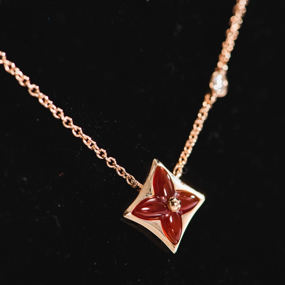 [Pearl Jewelrys]STAR NECKLACE PINK GOLD 1 DIAMOND