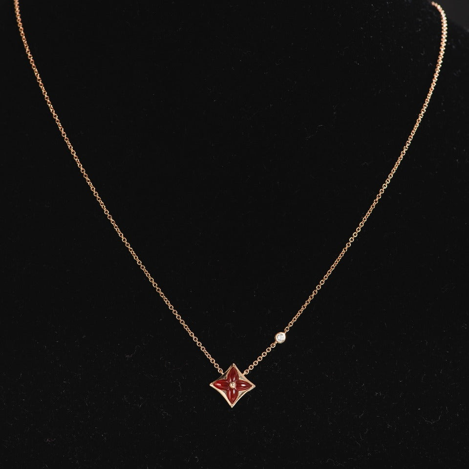 [Pearl Jewelrys]STAR NECKLACE PINK GOLD 1 DIAMOND