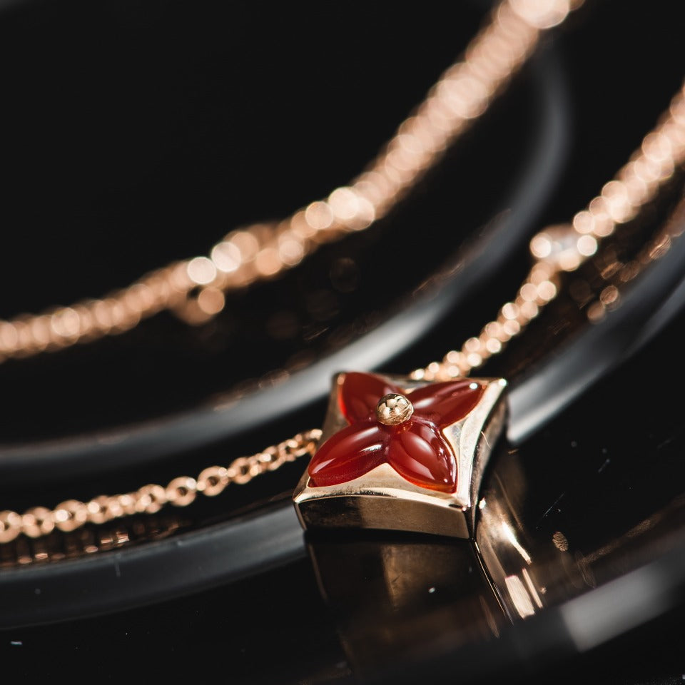 [Pearl Jewelrys]STAR NECKLACE PINK GOLD 1 DIAMOND