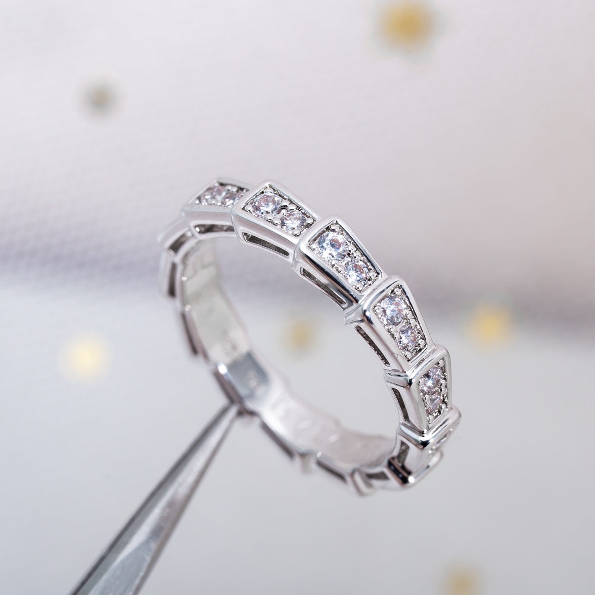 [Pearl Jewelrys]SERPENTI RING SILVER DIAMOND PAVED 3MM