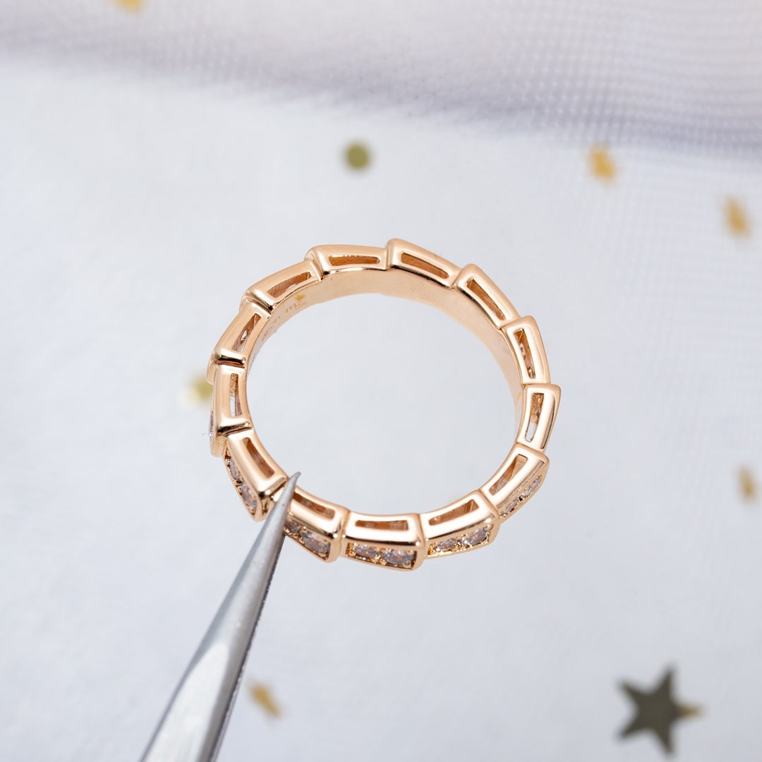 [Pearl Jewelrys]SERPENTI RING PINK GOLD DIAMOND PAVED 3MM