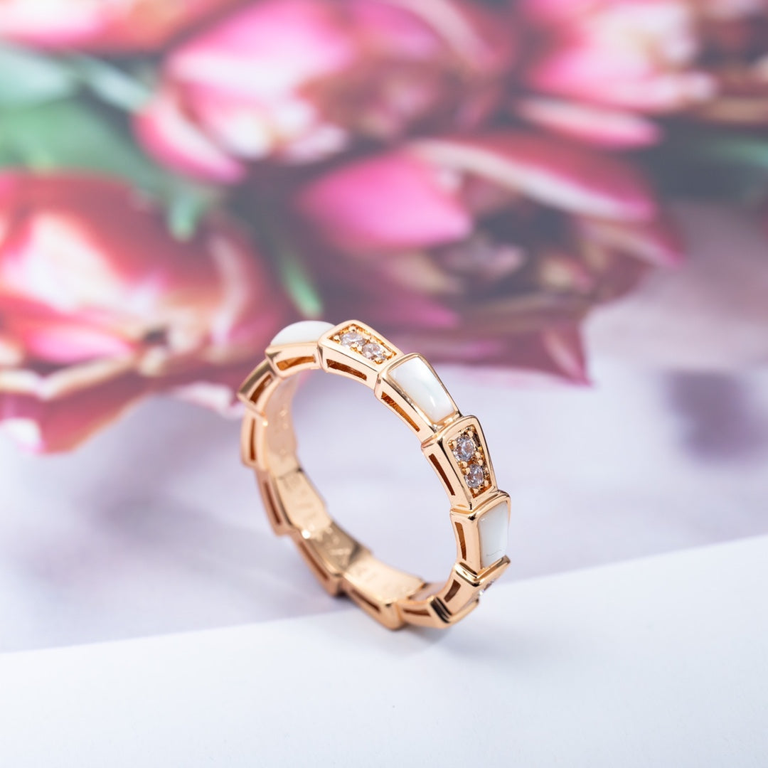 [Pearl Jewelrys]SERPENTI RING PINK GOLD DIAMOND MOP 3MM