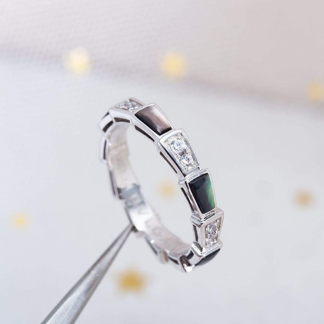 [Pearl Jewelrys]SERPENTI RING SILVER  DIAMOND BLACK MOP 3MM