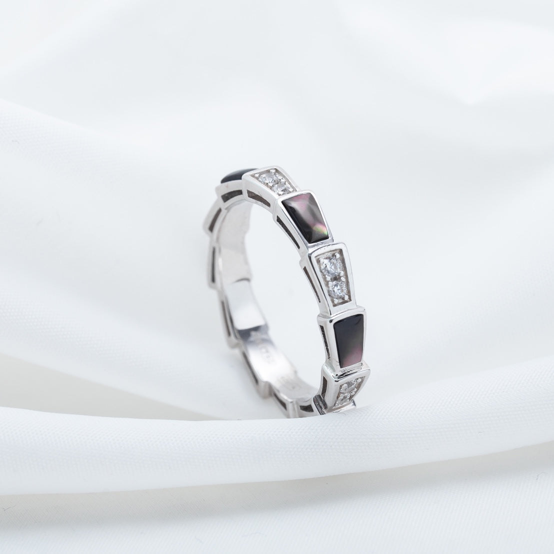 [Pearl Jewelrys]SERPENTI RING SILVER  DIAMOND BLACK MOP 3MM