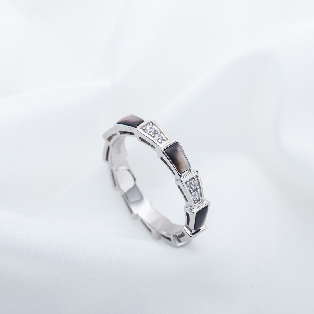 [Pearl Jewelrys]SERPENTI RING SILVER  DIAMOND BLACK MOP 3MM