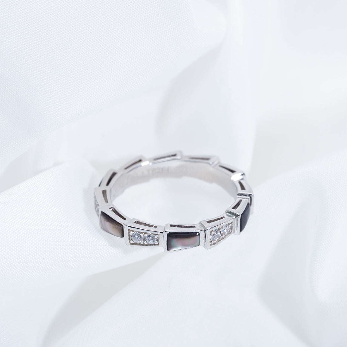 [Pearl Jewelrys]SERPENTI RING SILVER  DIAMOND BLACK MOP 3MM