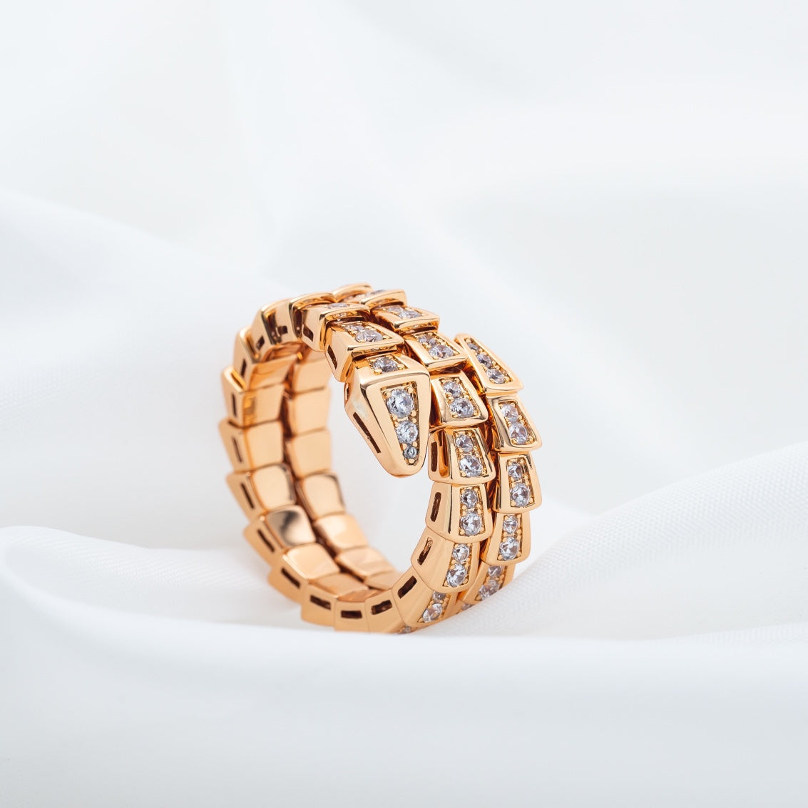 [Pearl Jewelrys]SERPENTI RING PINK GOLD DIAMOND DOUBLE ROW