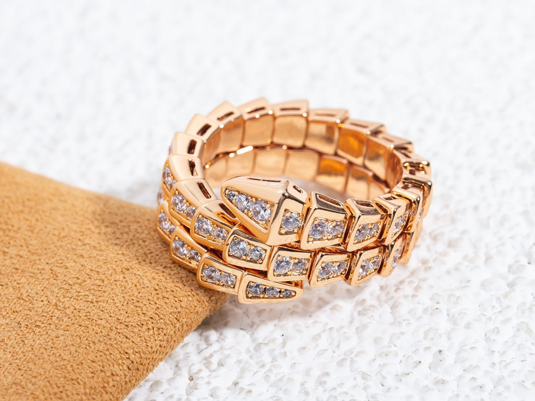 [Pearl Jewelrys]SERPENTI RING PINK GOLD DIAMOND DOUBLE ROW