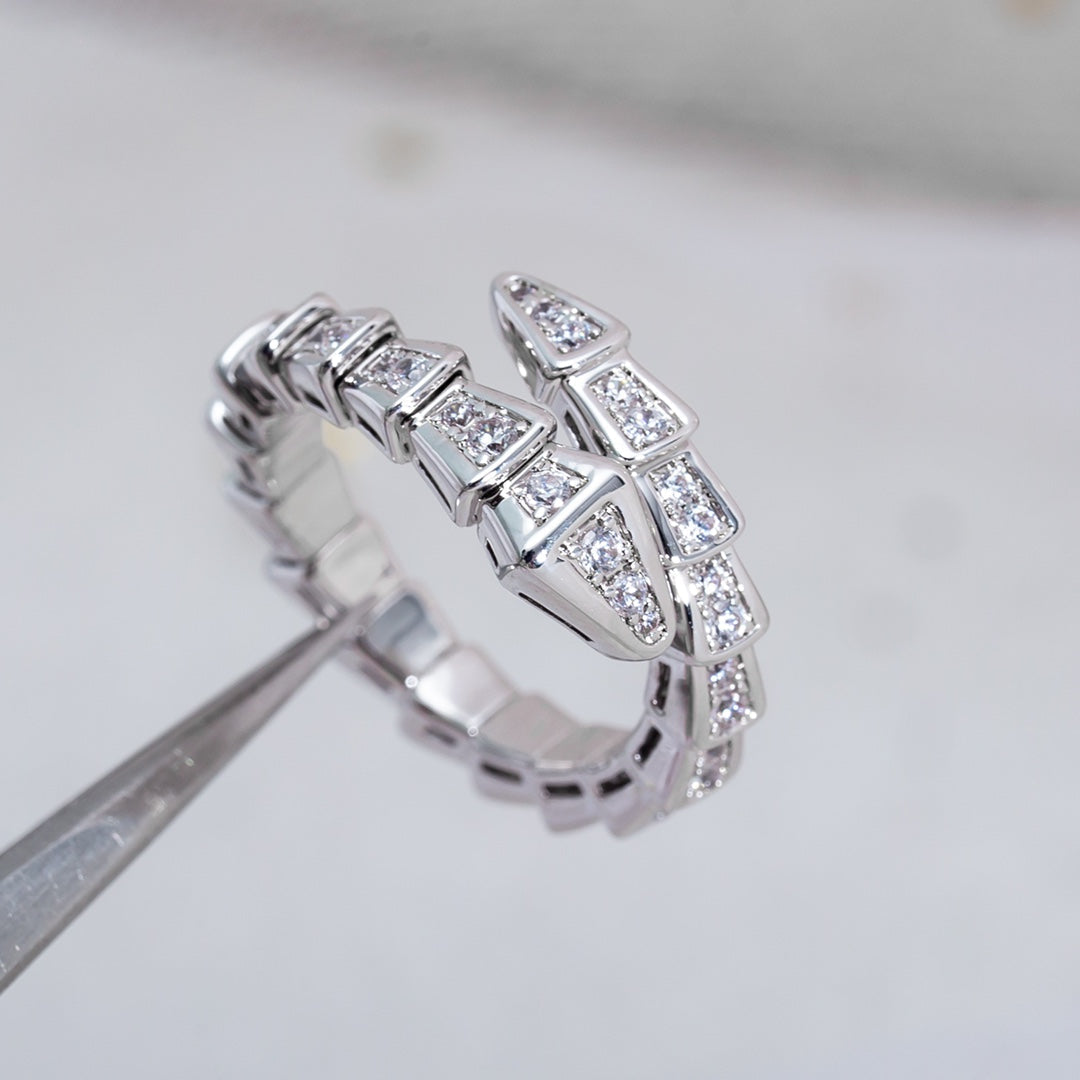 [Pearl Jewelrys]SERPENTI RING SILVER DIAMOND PAVED 4MM