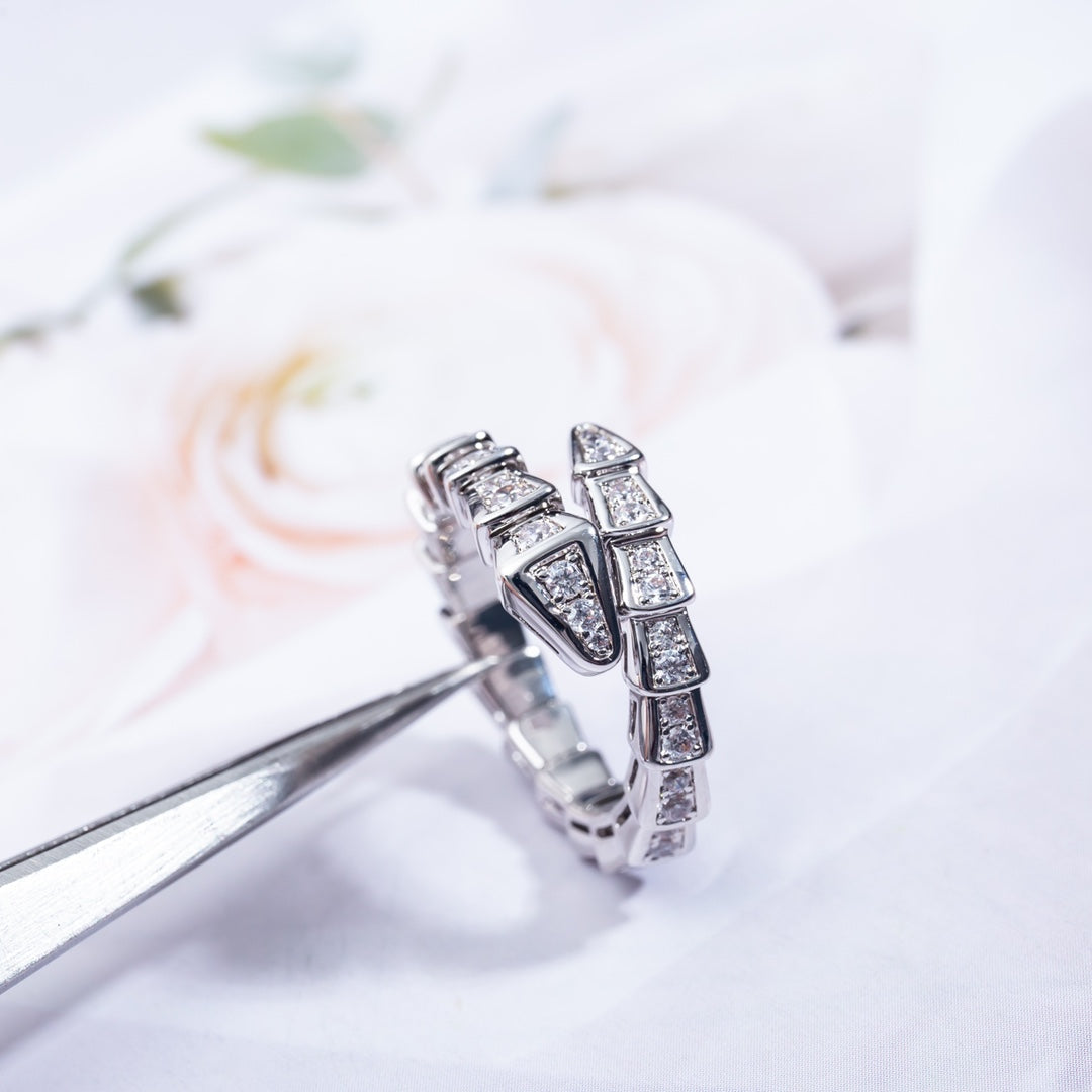 [Pearl Jewelrys]SERPENTI RING SILVER DIAMOND PAVED 4MM