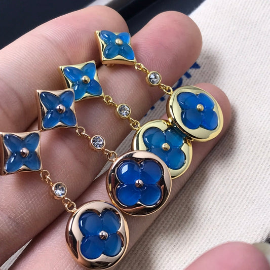 [Pearl Jewelrys]STAR AND SUN AGATE DIAMOND EARRINGS