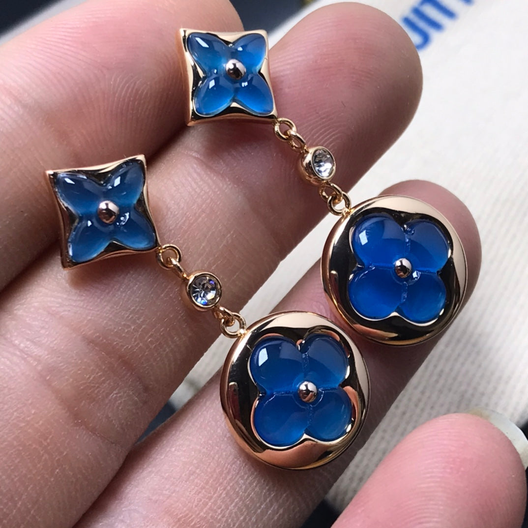 [Pearl Jewelrys]STAR AND SUN AGATE DIAMOND EARRINGS