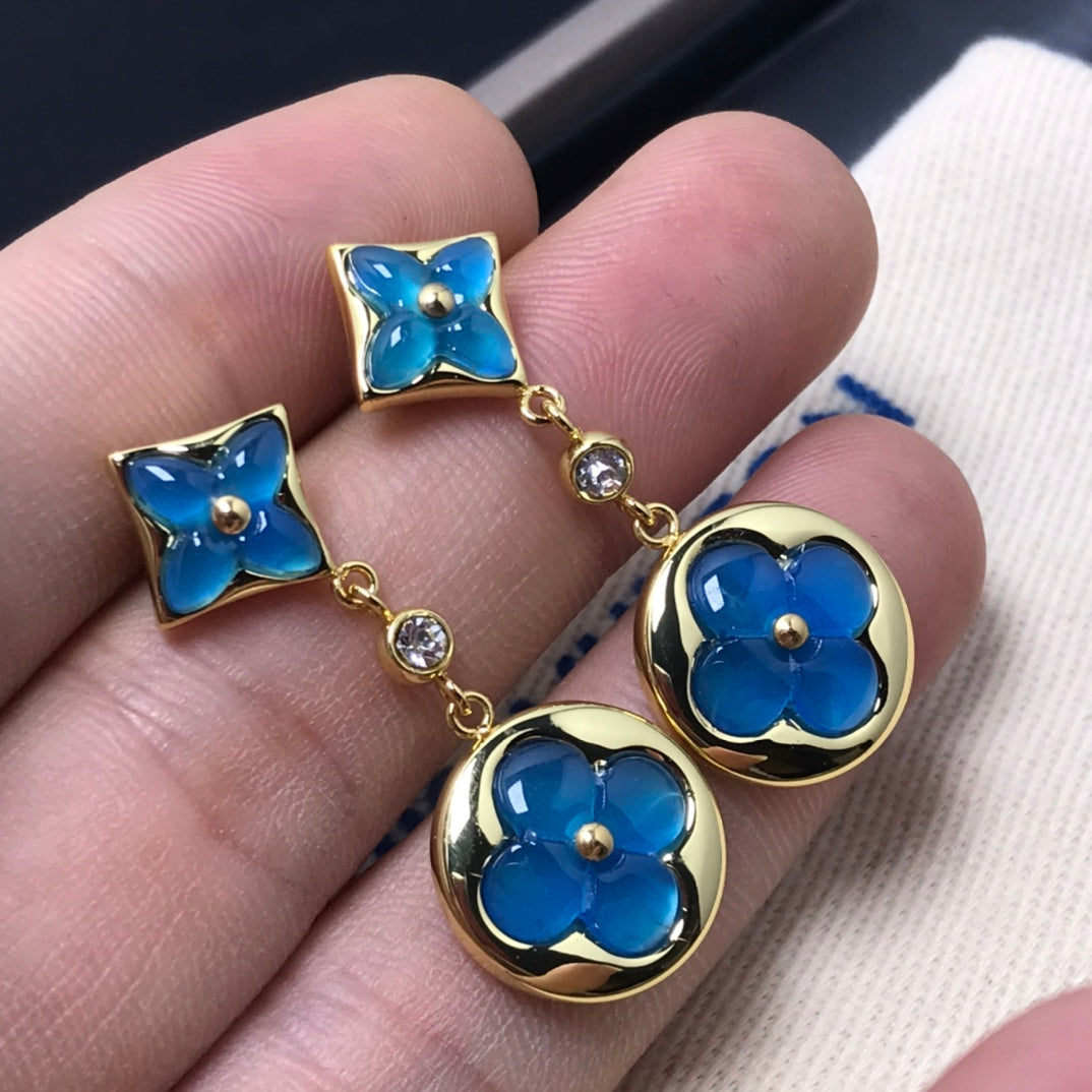 [Pearl Jewelrys]STAR AND SUN AGATE DIAMOND EARRINGS