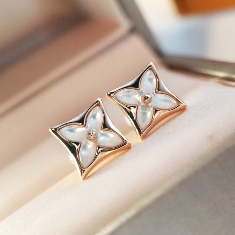 [Pearl Jewelrys]STAR MOP PINK GOLD EARRINGS