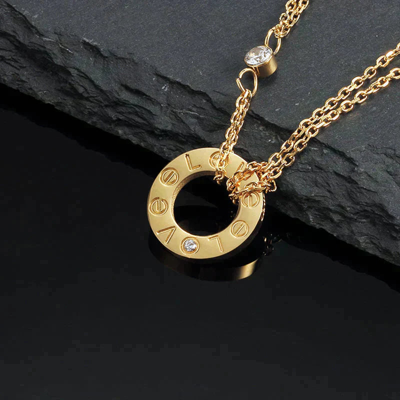 [Pearl Jewelrys]LOVE NECKLACE 16MM 2 DIAMONDS