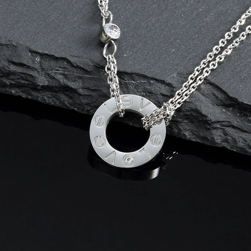 [Pearl Jewelrys]LOVE NECKLACE 16MM 2 DIAMONDS