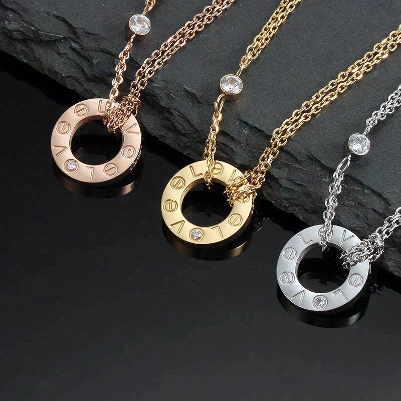 [Pearl Jewelrys]LOVE NECKLACE 16MM 2 DIAMONDS