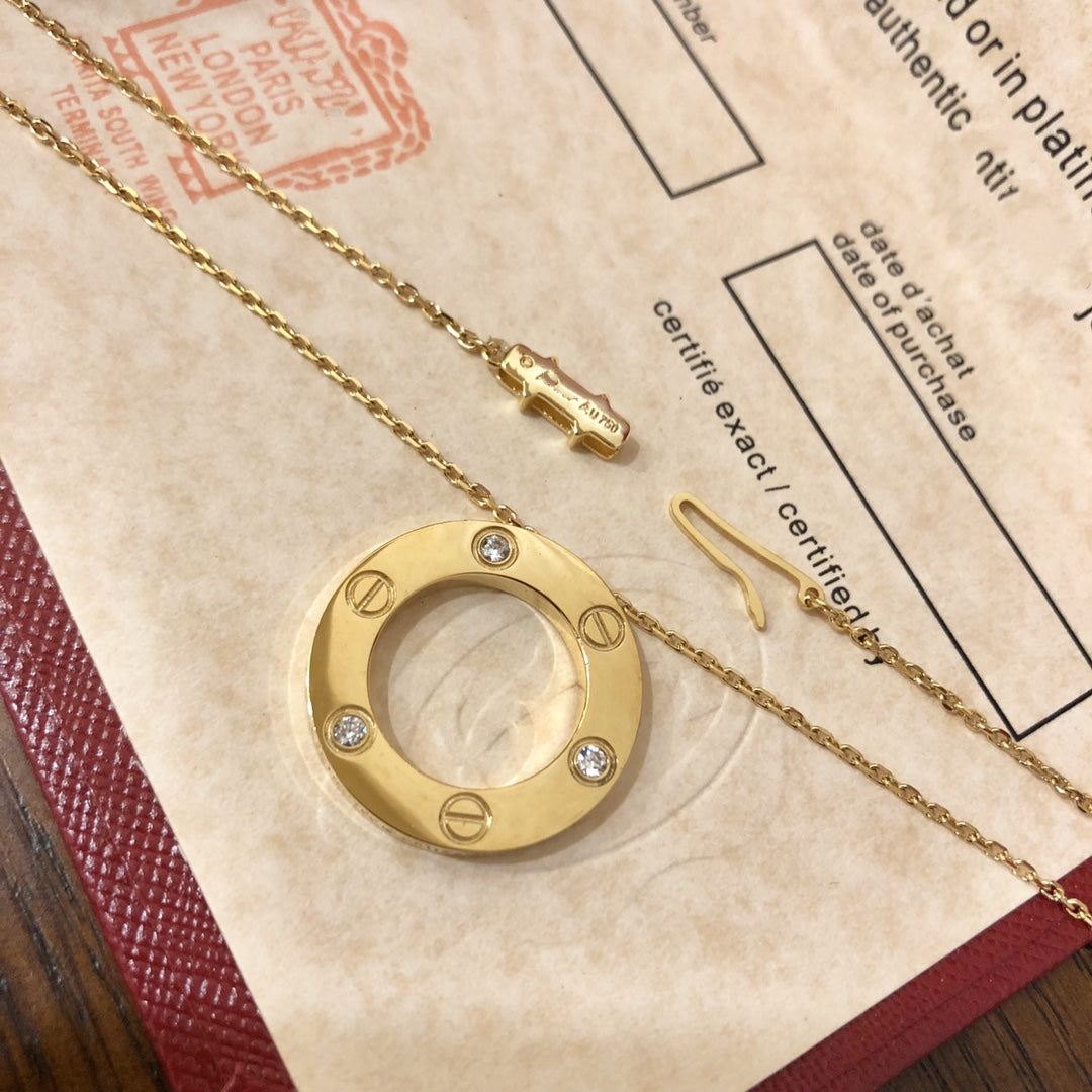 [Pearl Jewelrys]LOVE NECKLACE 16MM 3 DIAMONDS