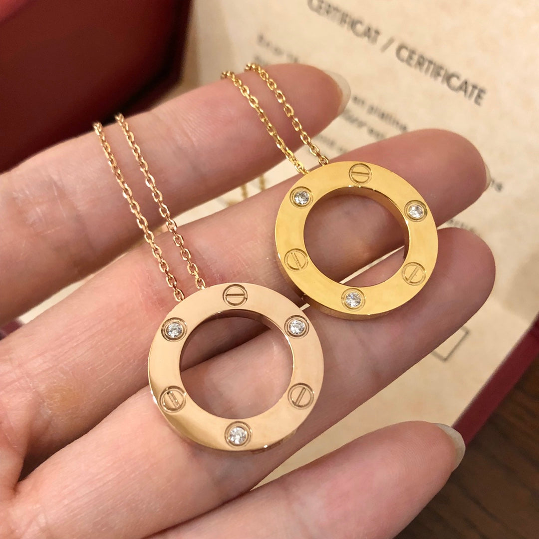 [Pearl Jewelrys]LOVE NECKLACE 16MM 3 DIAMONDS