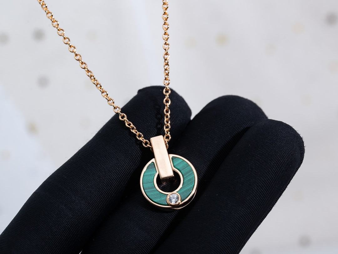 [Pearl Jewelrys]GARI NECKLACE PINK GOLD MALACHITE