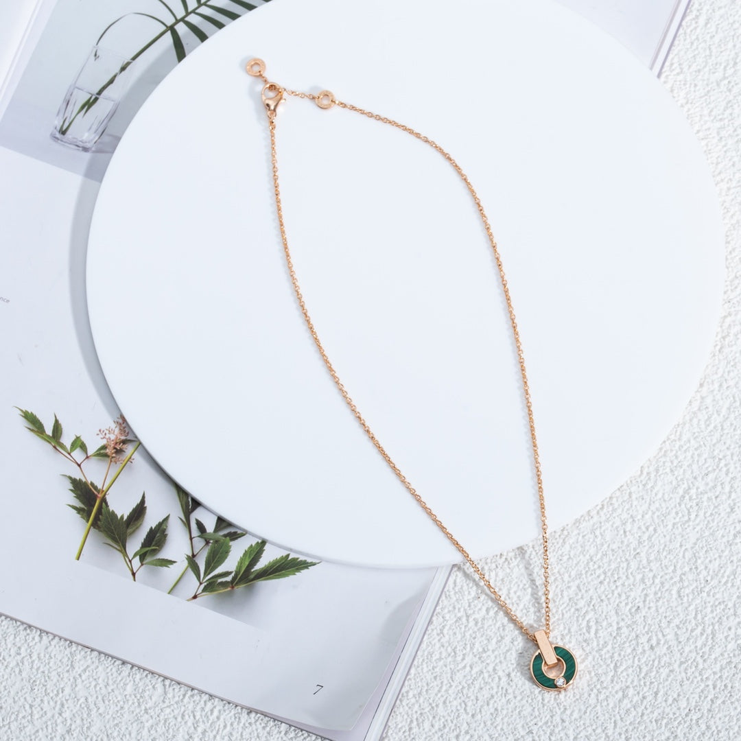 [Pearl Jewelrys]GARI NECKLACE PINK GOLD MALACHITE