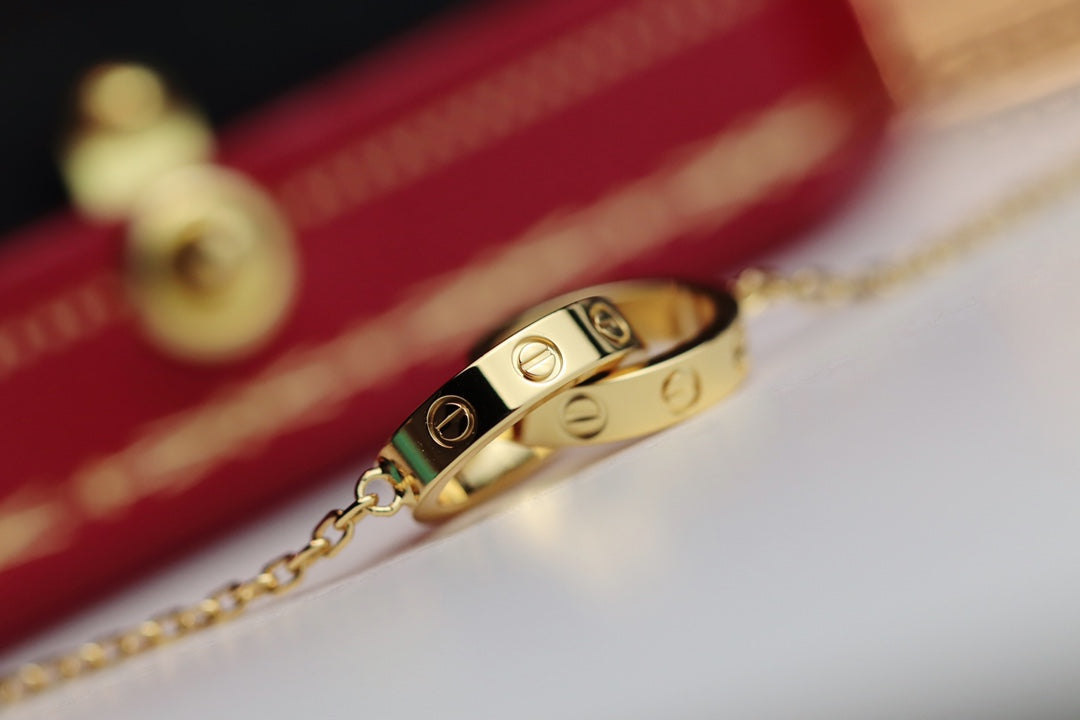 [Pearl Jewelrys]LOVE NECKLACE DOUBLE RING GOLD