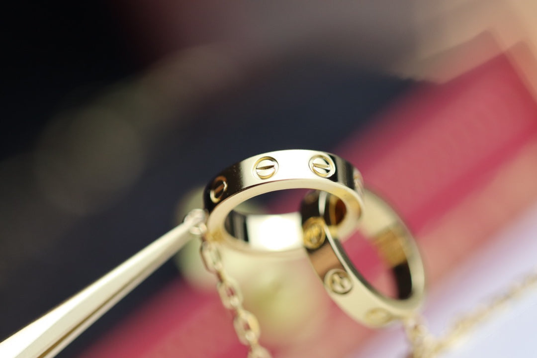[Pearl Jewelrys]LOVE NECKLACE DOUBLE RING GOLD