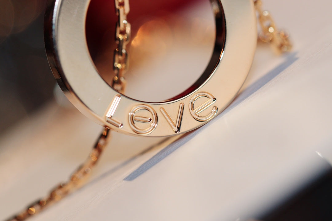 [Pearl Jewelrys]LOVE NECKLACE 16MM 6 DIAMONDS PINK GOLD