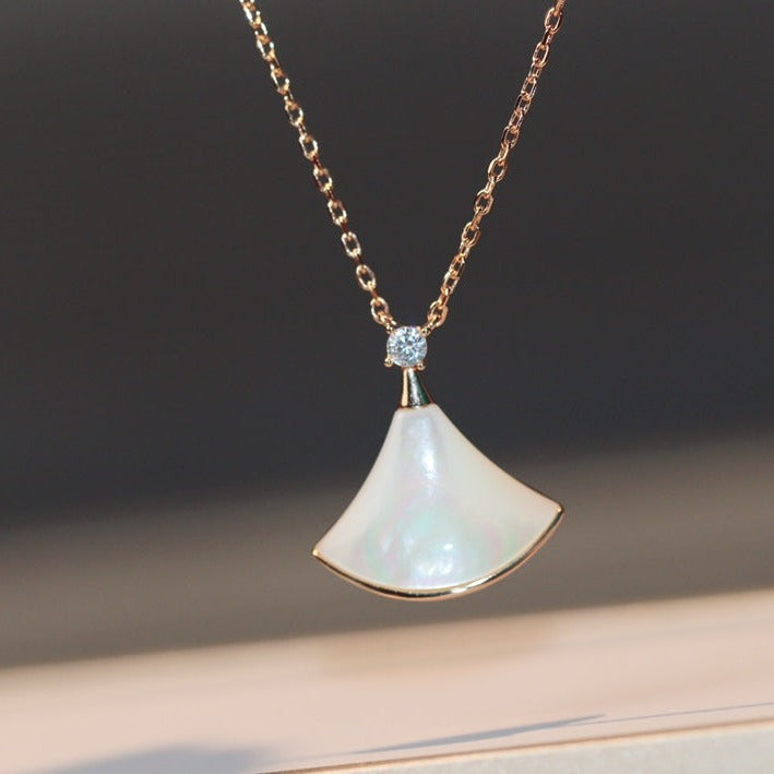 [Pearl Jewelrys]DREAM NECKLACE WHITE MOP PINK GOLD 1 DIAMOND