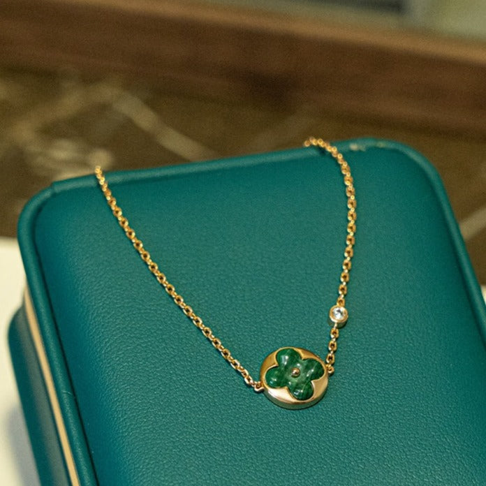 [Pearl Jewelrys]SUN MALACHITE 1 DIAMOND PINK GOLD BRACELET