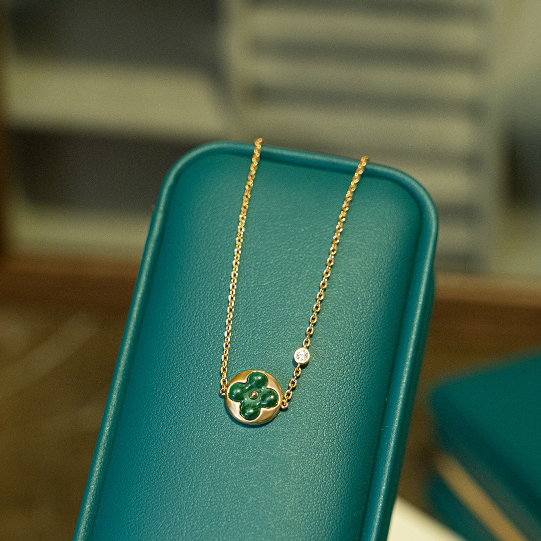 [Pearl Jewelrys]SUN MALACHITE 1 DIAMOND PINK GOLD BRACELET