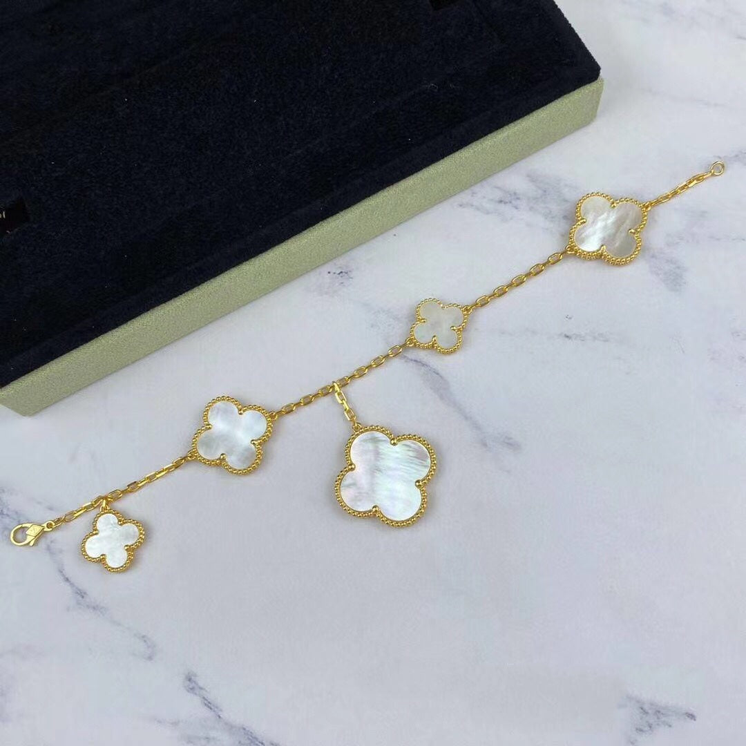 [Pearl Jewelrys]MAGIC CLOVER MOP GOLD BRACELET 5 MOTIFS