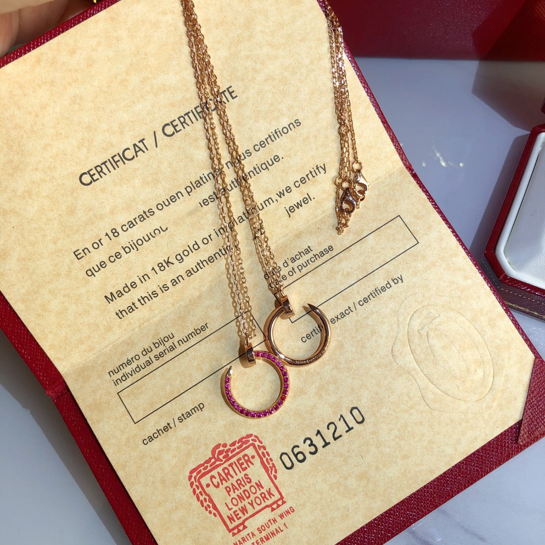 [Pearl Jewelrys]JUSTE NECKLACE GOLD RED DIAMONDS
