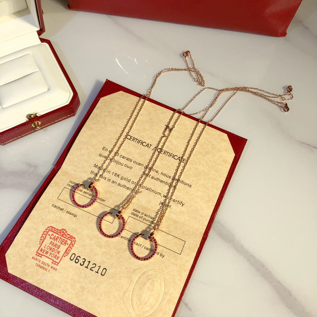 [Pearl Jewelrys]JUSTE NECKLACE GOLD RED DIAMONDS