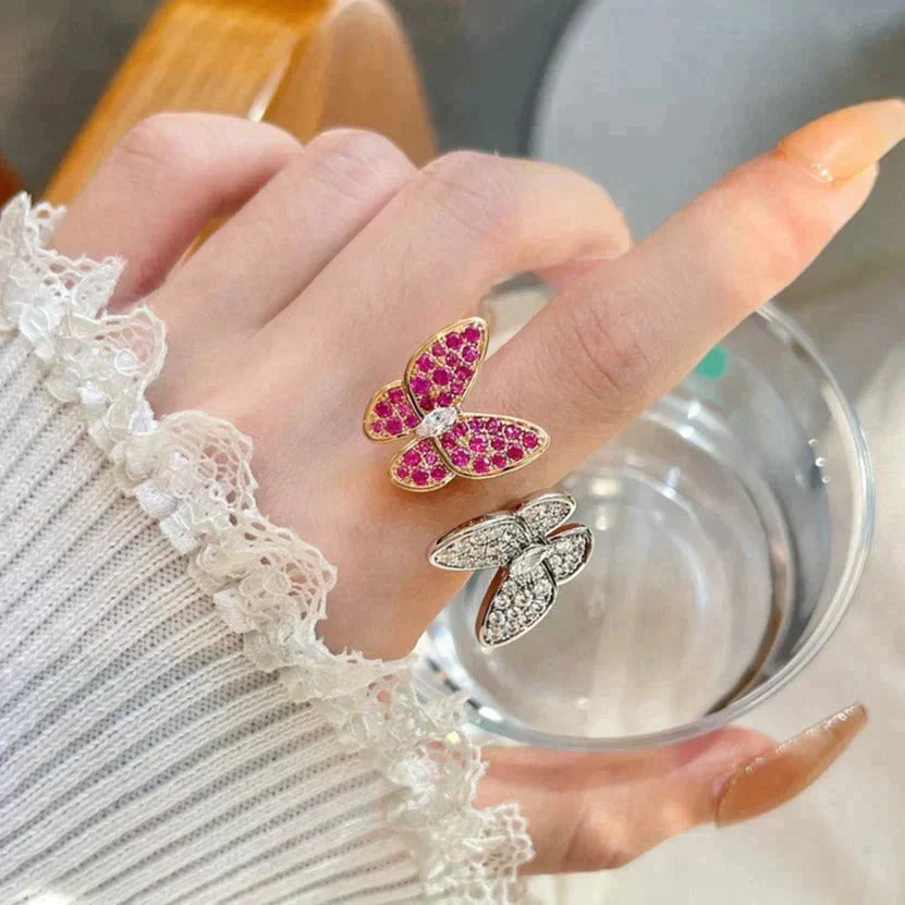 [Pearl Jewelrys]TWIN BUTTERFLY DIAMOND RING