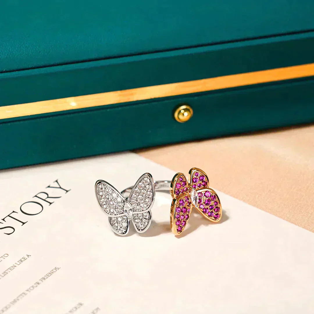 [Pearl Jewelrys]TWIN BUTTERFLY DIAMOND RING