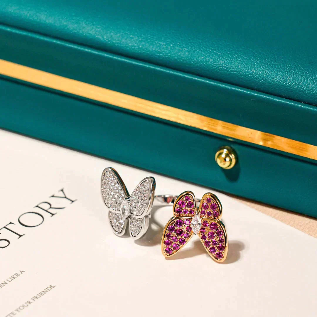 [Pearl Jewelrys]TWIN BUTTERFLY DIAMOND RING