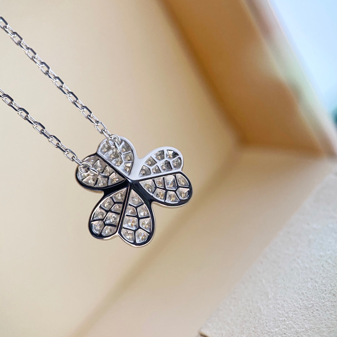 [Pearl Jewelrys]CLOVER DIAMOND NECKLACE SILVER