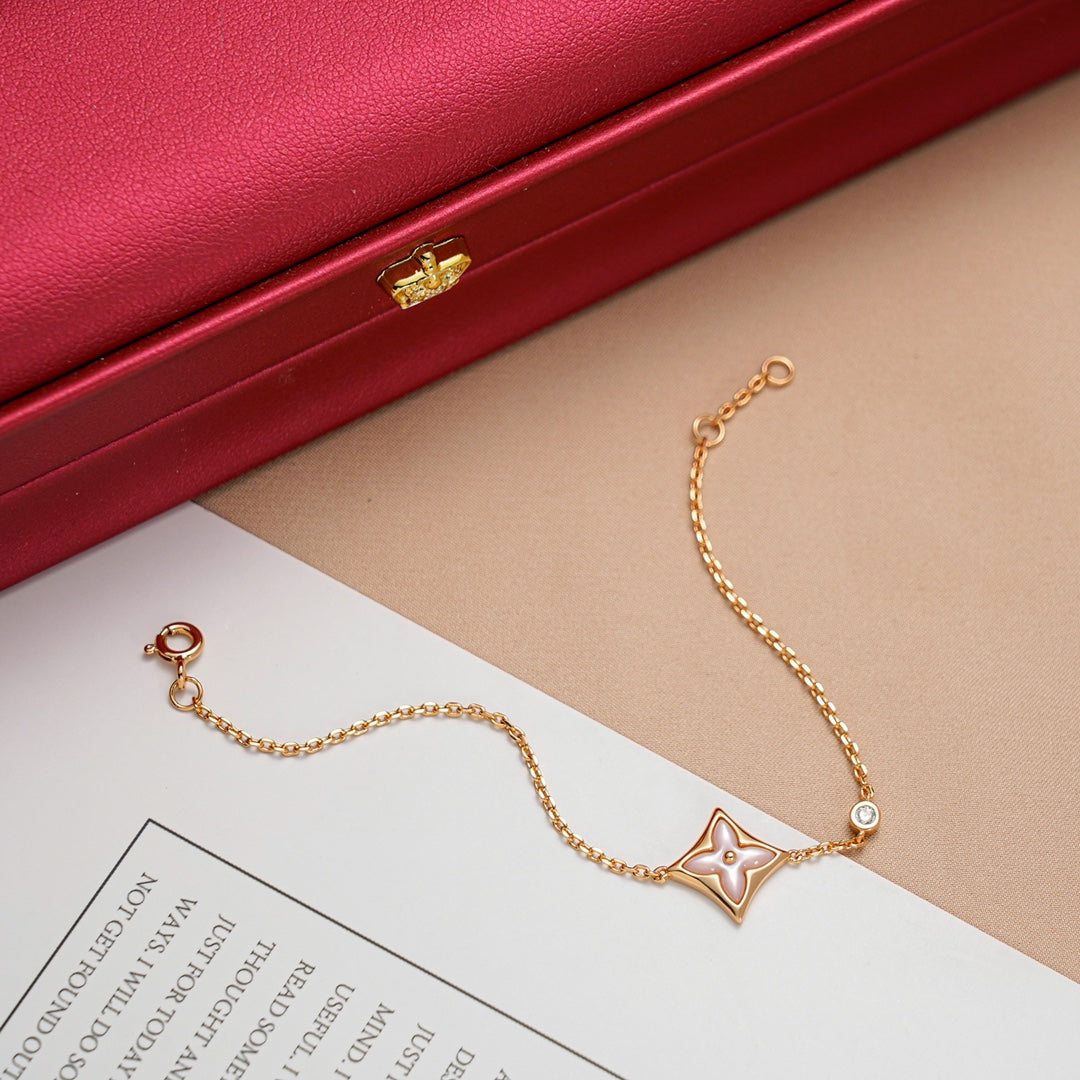 [Pearl Jewelrys]STAR 1 DIAMOND PINK GOLD BRACELET