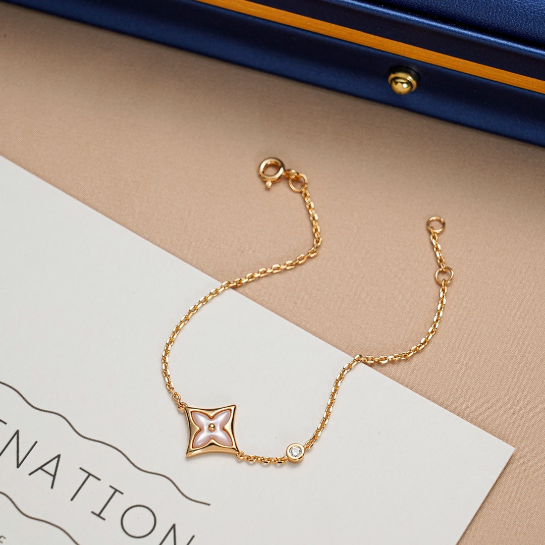 [Pearl Jewelrys]STAR 1 DIAMOND PINK GOLD BRACELET