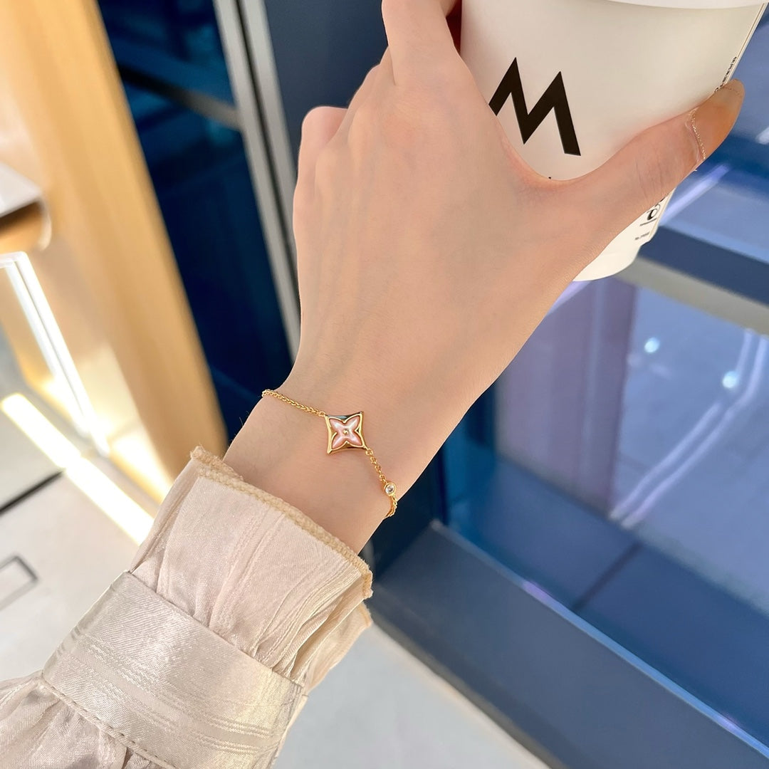 [Pearl Jewelrys]STAR 1 DIAMOND PINK GOLD BRACELET