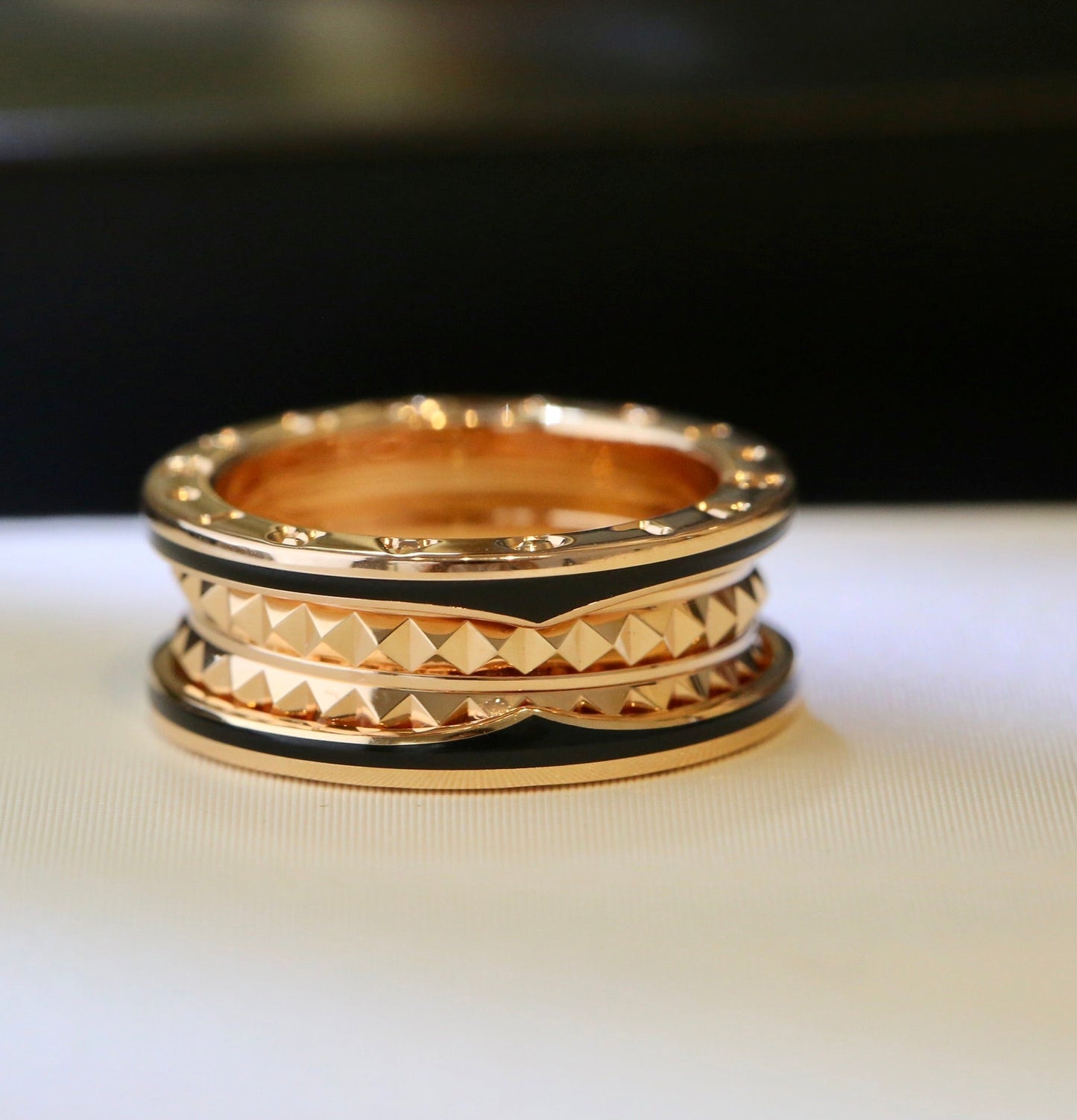 [Pearl Jewelrys]ZERO 1 PINK GOLD BLACK CERAMIC RING