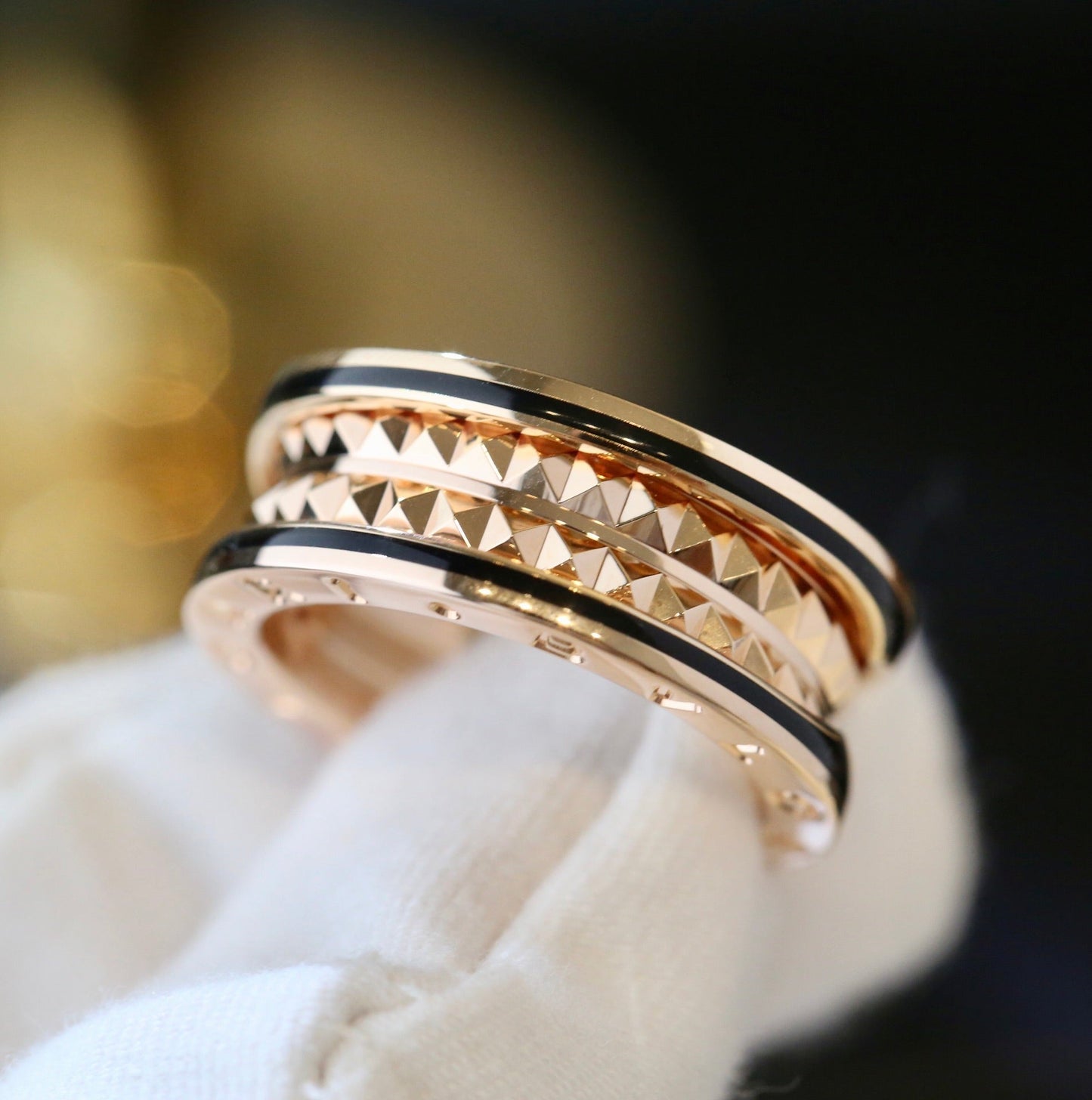 [Pearl Jewelrys]ZERO 1 PINK GOLD BLACK CERAMIC RING